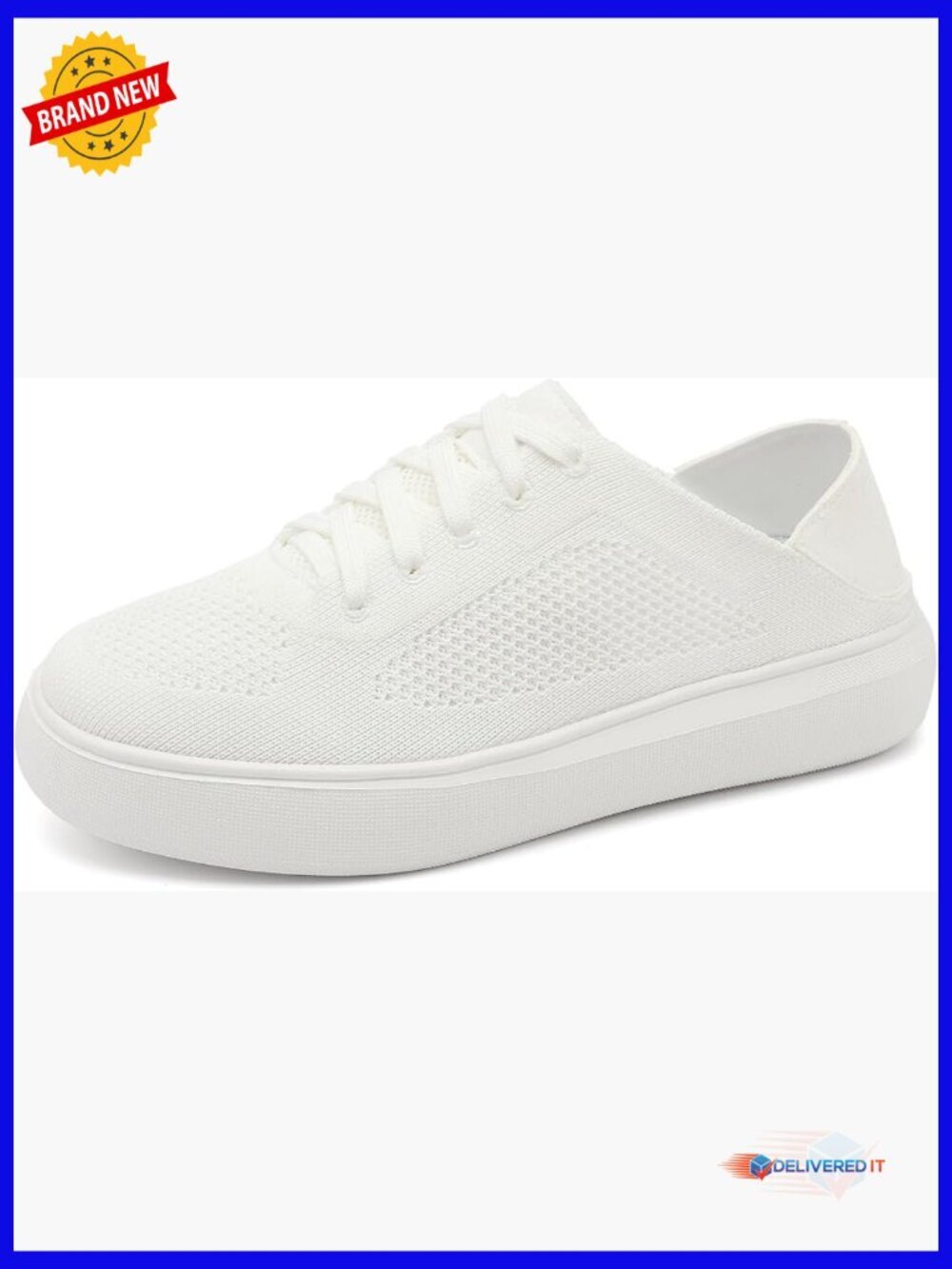 Slip-On Fashion Sneakers with Breathable Knit Upper and Memory Foam Insole